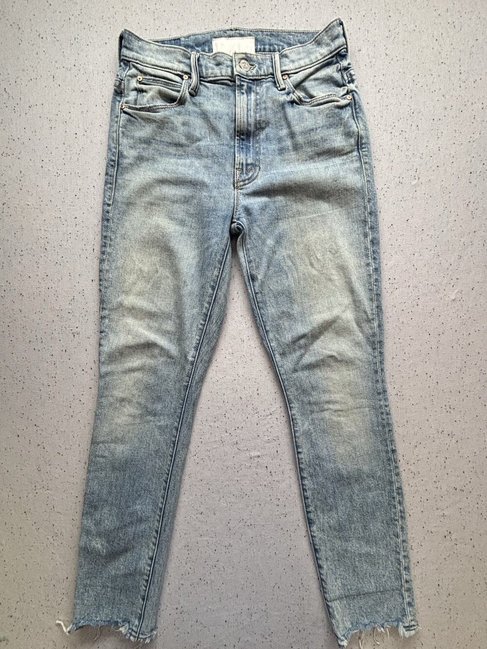 MOTHER Superior The Stunner Ankle Chew Jeans Size 26 Walking On Water Light Wash